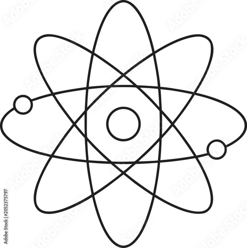 Tableau sur toile atom symbol nucleus with orbiting electrons line art vector illustration on tran