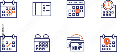 Bild auf Leinwand Set of calendar and schedule icons