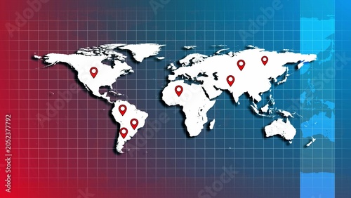 World map with location point. Showing location icon on earth map.