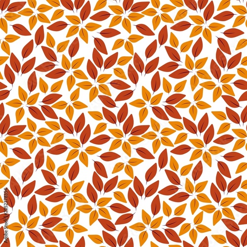 Beautiful seamless autumn pattern featuring elegant orange and brown leaves. 