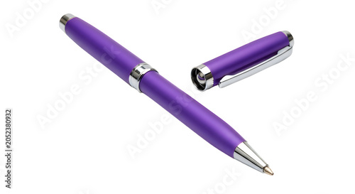 Purple fountain pen with cap open
