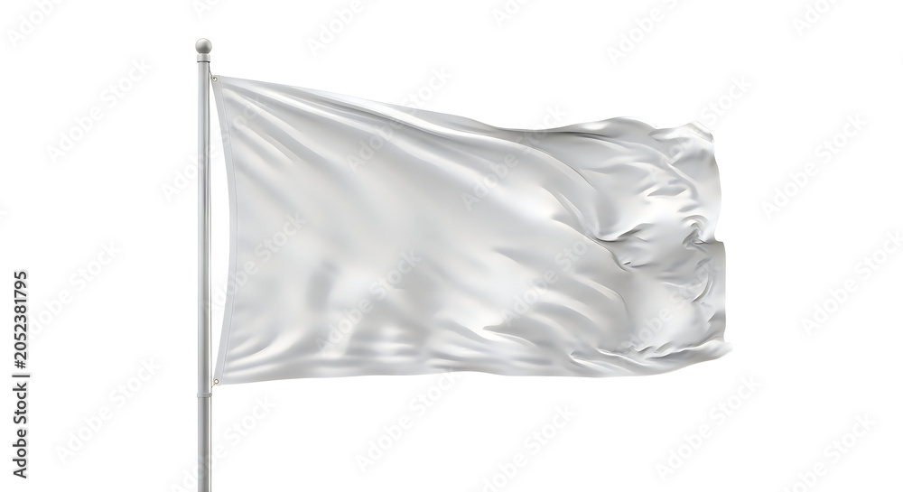 Fototapeta premium White flag waving on a pole