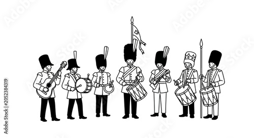 Obraz na płótnie Royal guards marching band playing musical instruments