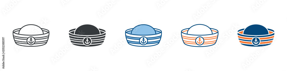 Fototapeta premium Sailor Hat Icon Set Multiple Style Collection
