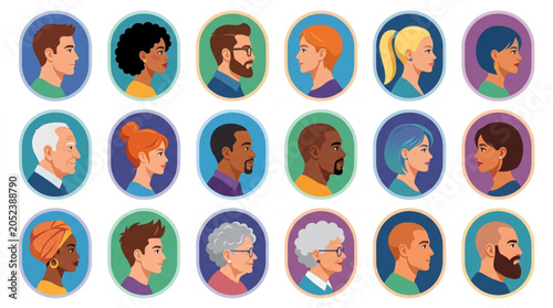 Diverse Group of People Profile Avatars.