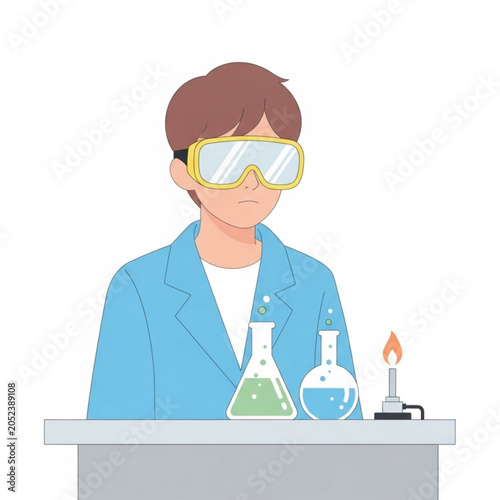 Young male scientist conducting experiments in laboratory with glasses  