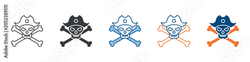 Fotografía Pirate Icon Set Multiple Style Collection