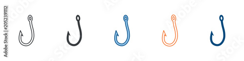 Fishing Hook Icon Set Multiple Style Collection
