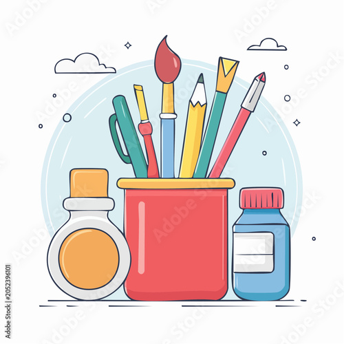 Art Supplies in a Pot
