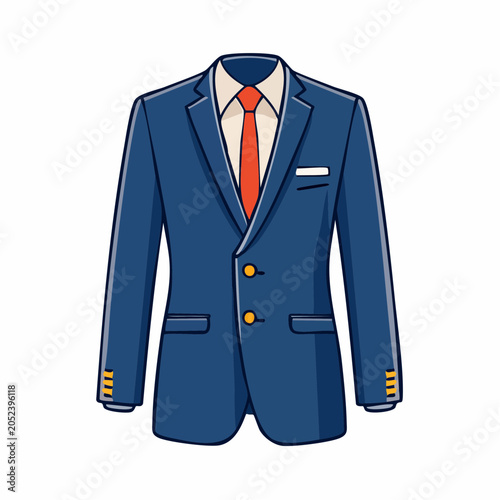 Blue Suit with Red Tie