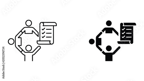 Canvastavla Team project task completion workflow with checklist scroll icon representing su