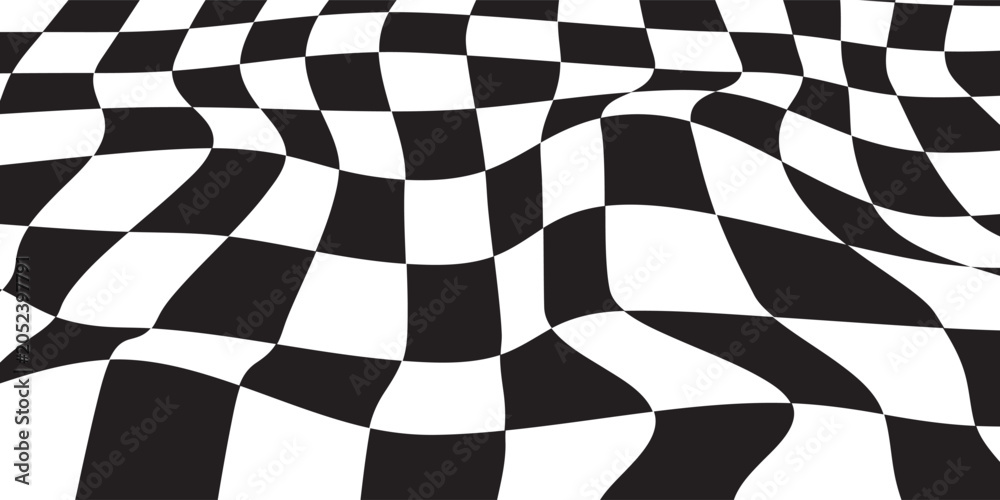 Obraz premium Checkered Pattern Background with 3D Perspective Effect