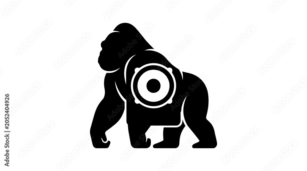 Fototapeta premium Silhouette of a Gorilla with a Target on its Back.