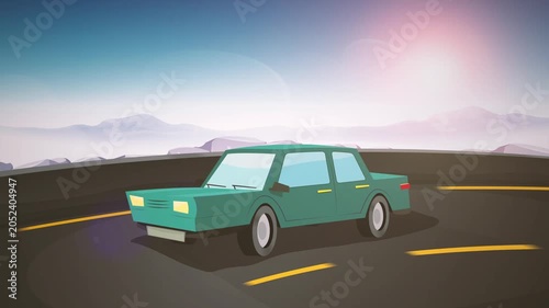 Cartoon Car Driving For Holiday Vacations Loop
Animated cartoon car driving on the highway road for summer vacations in a seamless loop