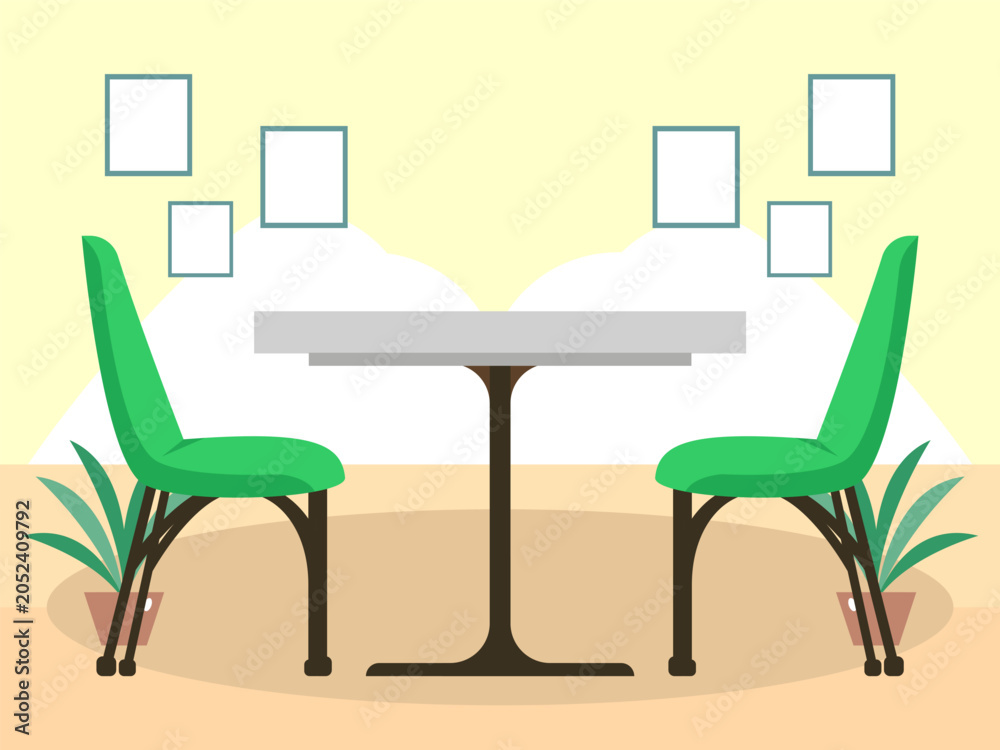 Fototapeta premium Metal Dining Table Concept Illustration Vector Style