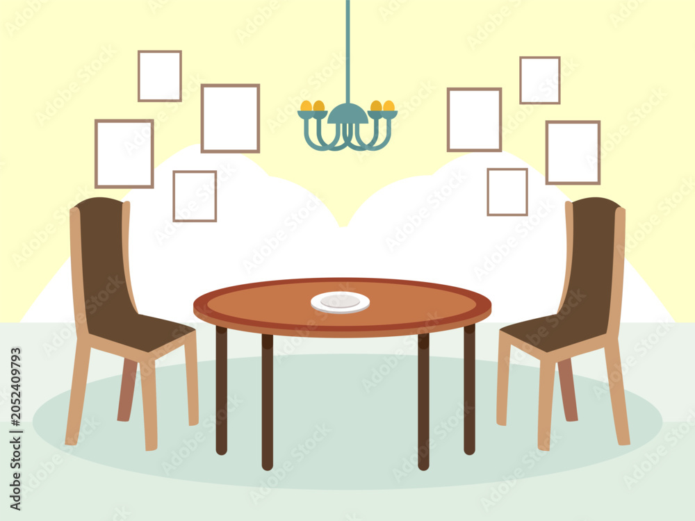 Fototapeta premium Wood Dining Table Concept Illustration Vector Style