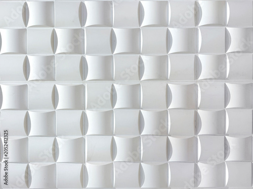 Schilderij op canvas 3D engraved white board in abstract checkerboard weaving art pattern