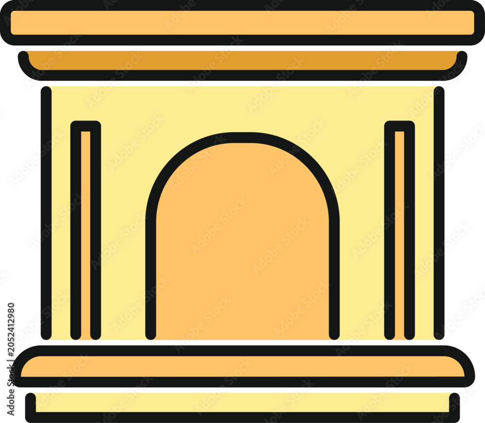 Obraz premium Fireplace hearth icon symbolizing warmth and interior design