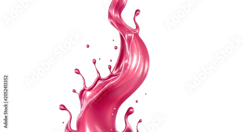 Pink liquid splash isolated on transparent background