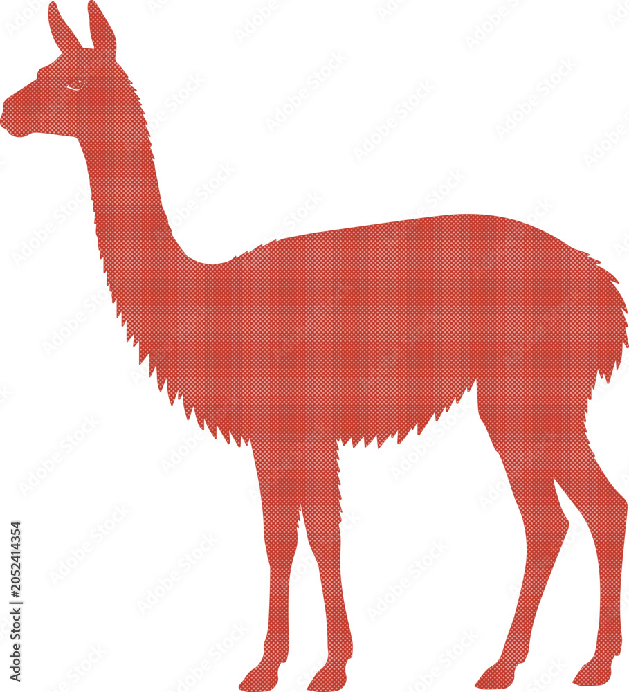 Obraz premium Terracotta llama silhouette vector, rustic red alpaca animal profile, minimalist south american guanaco icon for logo design and branding