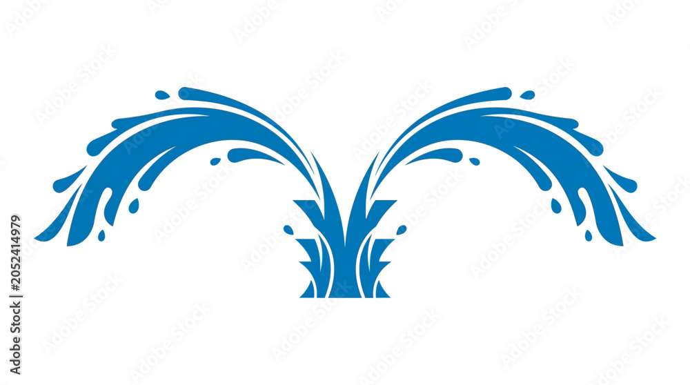 Fototapeta premium Stylized Water Fountain Illustration with Symmetrical Spray Design.