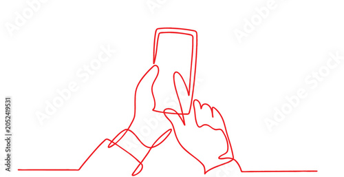 Holding the cell phone line art