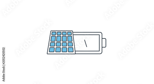 Illustration of a battery with solar panel.