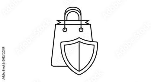 Secure shopping bag with protective shield.