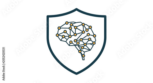 Shield protecting a brain with network connections.