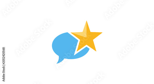 A blue speech bubble with a gold star.