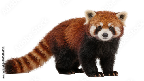 Bild auf Leinwand Red panda with bushy striped tail and white face markings