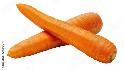 Fotografie Two peeled orange carrots crossed