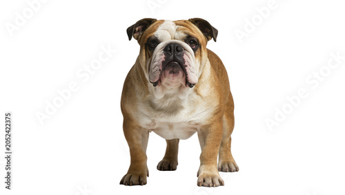 Tableau sur toile English Bulldog standing front view, white