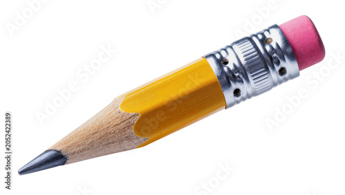 Bild auf Leinwand Yellow wooden pencil with graphite tip and pink eraser