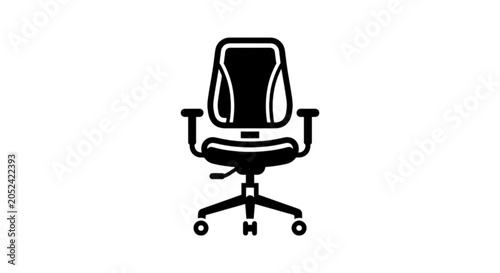 Obraz na płótnie Minimalist professional ergonomic black office chair vector image featuring adju