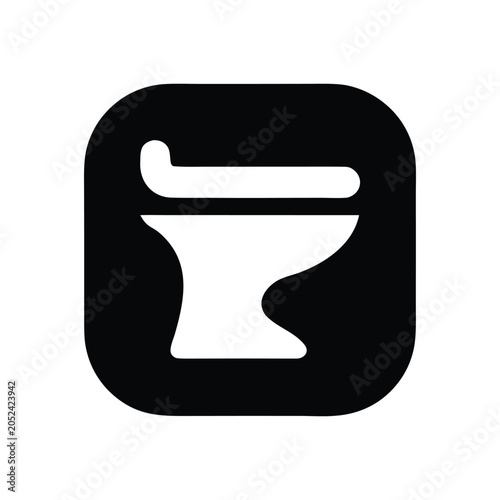 Toilet Icon Black and White Public Restroom Symbol