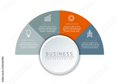 Vector infographic template showing steps or processes for business presentations and design creation.
