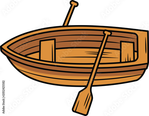 Foto Wooden rowboat with pair of oars illustration on isolated background