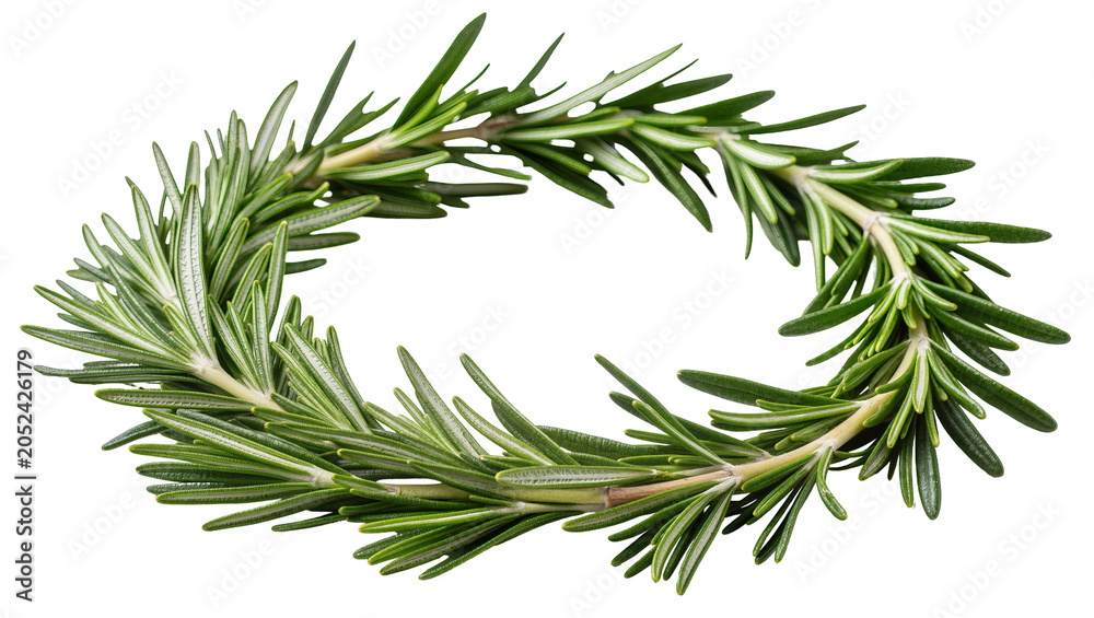 Fototapeta premium Rosemary herb sprig arranged in a circle