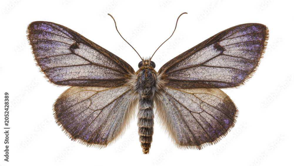 Naklejka premium Moth with patterned wings and fuzzy body