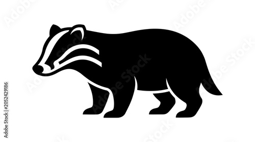 Stylized Badger Illustration in Black and White.