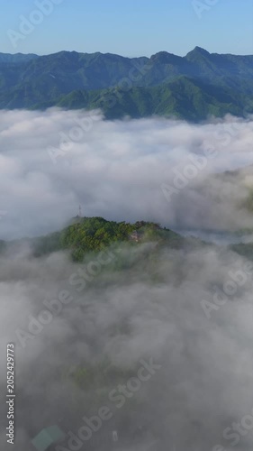 高千穂・国見ヶ丘に広がる雲海の絶景 空撮