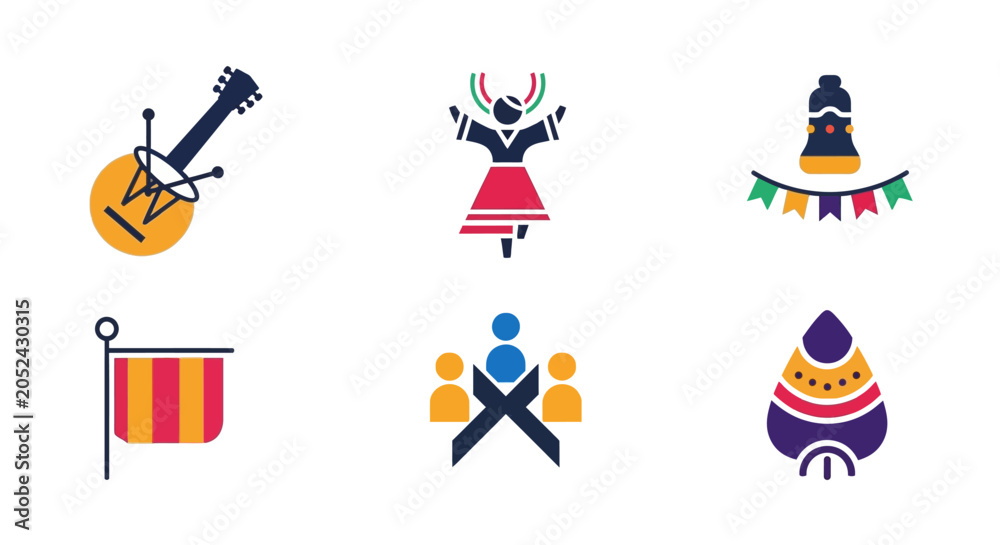 Fototapeta premium Collection of Traditional Cultural Symbols and Icons 1.