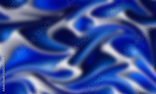 Abstract flowing waves of deep blue and bright white colors in a soft grainy texture