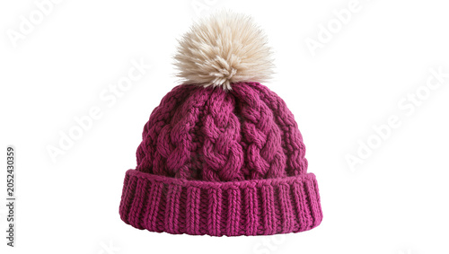 Tableau sur toile Knit beanie hat with cable knit pattern and pompom