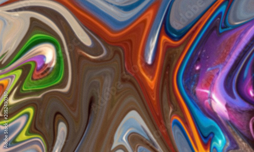 Vibrant liquid marble texture featuring swirling patterns of orange blue purple and bright vivid green colors