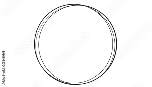 Minimal Circle Line Frame on White Background with Large Copy Space