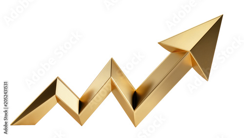 Fotografía Golden arrow graph pointing upwards