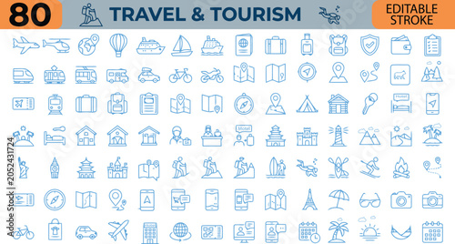 Bild auf Leinwand Travel and tourism icons set