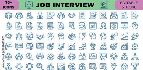 Obraz na płótnie Job interview icons set editable stroke